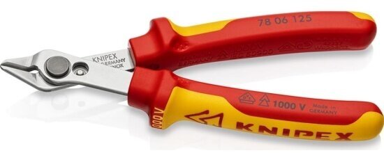 Бокорезы прецизионные Knipex Electronic Super Knips VDE, нерж, 125 мм, 2-комп диэлектрические ручки