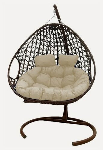 Изображение товара Подвесное кресло коричневое M-group Для двоих люкс бежевая подушка