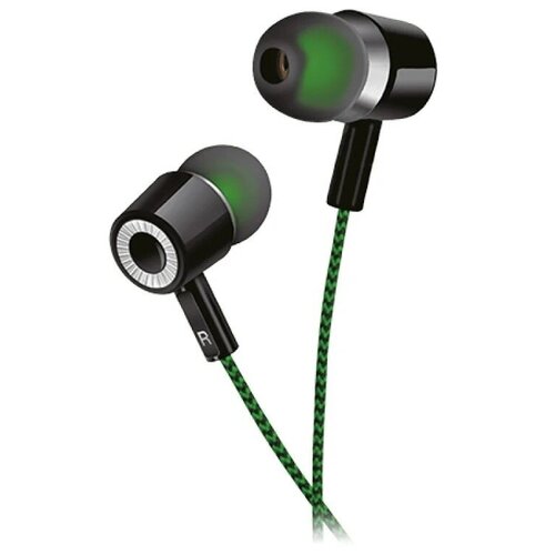 Наушники внутриканальные Perfeo MILD черные черно-зеленый тканевый провод 56200₽