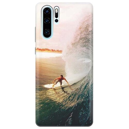 фото Ультратонкий силиконовый чехол-накладка для huawei p30 pro с принтом "серфер" gosso