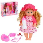 Детская игрушка кукла для девочек Пупс на батарейках, с аксессуарами, со звуком, пьет-писает, в/к 44*11*35,5см - изображение