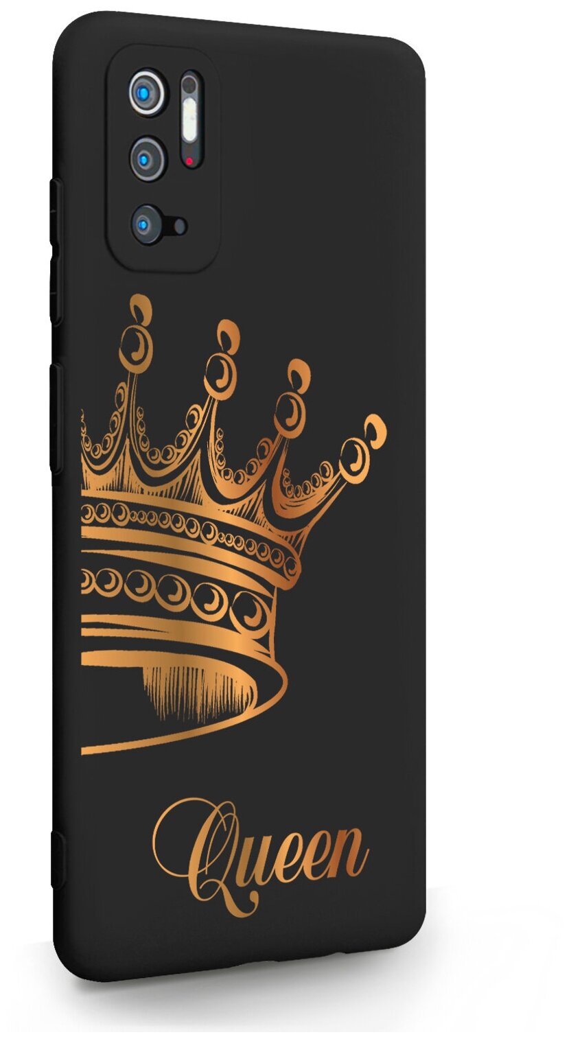 Черный силиконовый чехол MustHaveCase для Xiaomi Redmi Note 10T Парный чехол корона Queen для Сяоми Редми Ноут 10Т