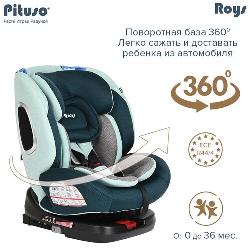 Автокресло для детей (0-36кг) Pituso Roys Emerald Grey/Изумрудно-Серый