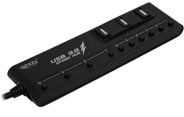USB-концентратор Ginzzu GR-380UAB разъемов: 10