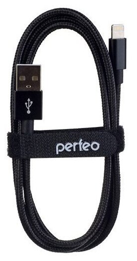 Кабель Perfeo USB - Lightning 3 м черный фото 1