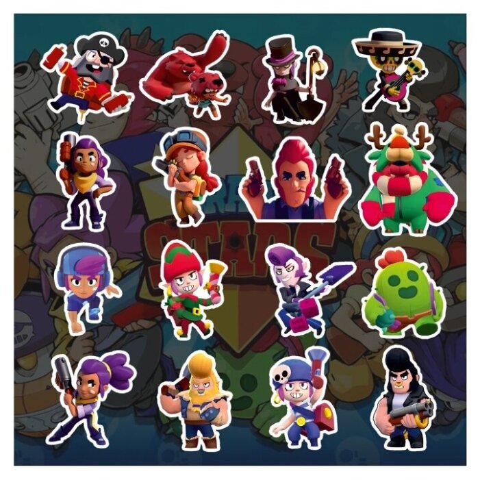 Стикеры Brawl Stars / Комплект из 16 наклеек / Стикербомбинг /Стикеры ...
