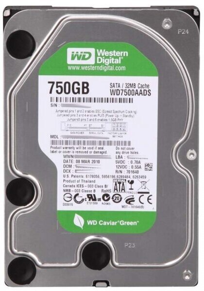 Жесткий диск Western Digital WD7500AADS 750Gb IntelliPower SATAII 3.5" HDD