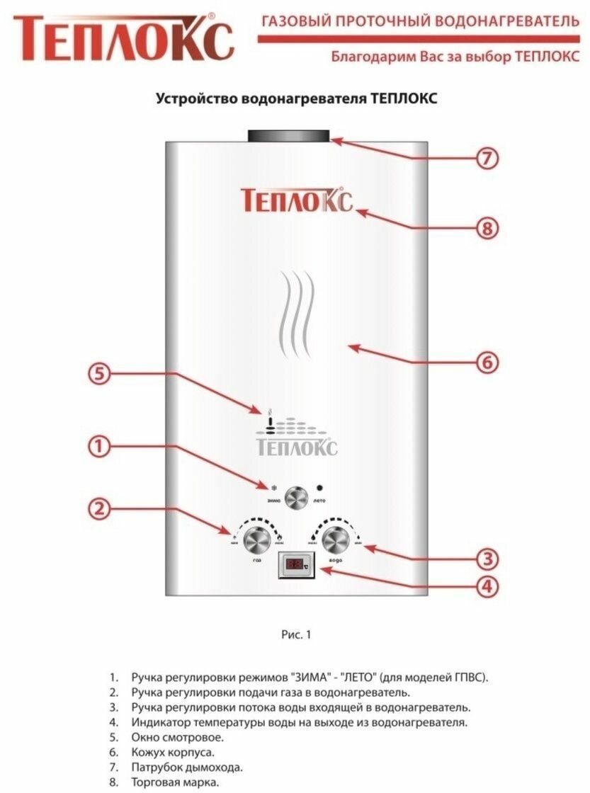 Котел проточный газовый водонагреватель Теплокс ГПВ-10-Б 20кВт - фотография № 6