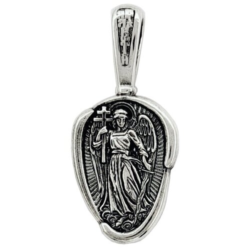 нательная иконка ангел хранитель из серебра serebromag Иконка Малахит, серебро, 925 проба, чернение, размер 2.6 см.
