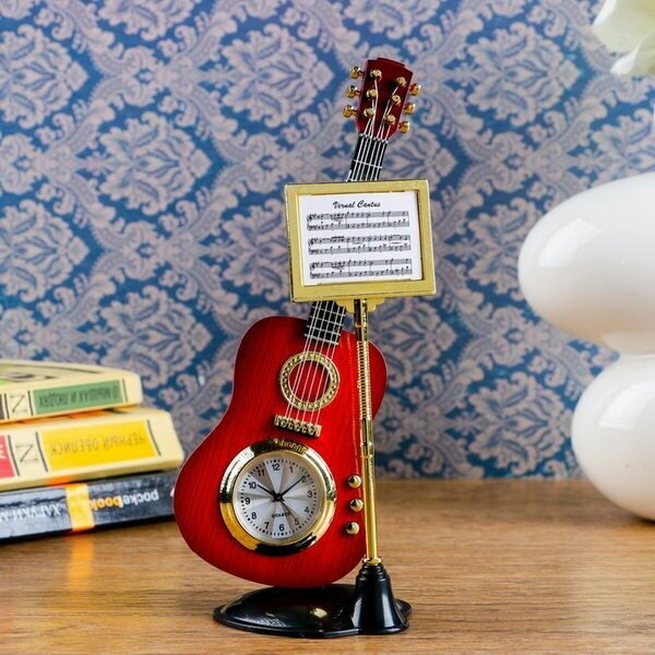 Часы настольные фигурные "Гитара с пюпитром", дискретный ход, d-3 см, 19 x 8 см, AG5