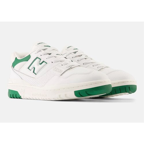 Кроссовки New Balance 550, натуральная кожа, низкие, размер 44 EU, зеленый, белый