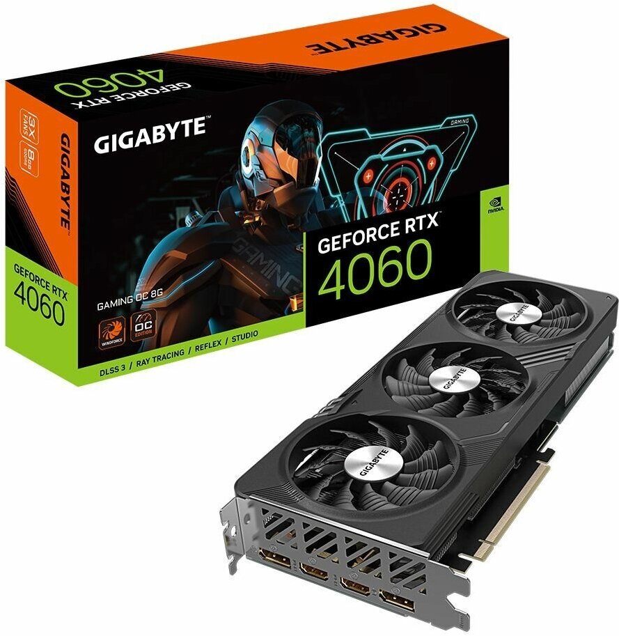 Видеокарта GIGABYTE RTX4060 GAMING OC 8GB//RTX4060, HDMI*2, DP*2, 8G, D6