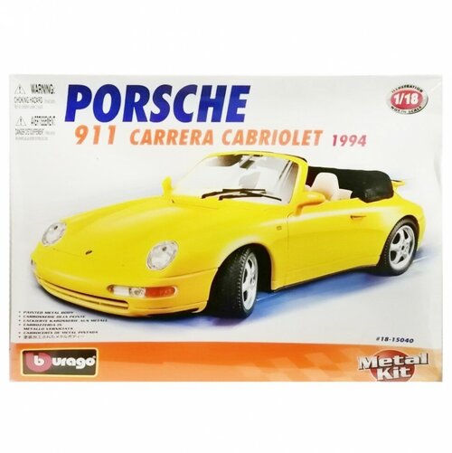 Porsche 911 Carrera Cabriolet (1994) 1:18 Bburago сборная модель автомобиля Metal Kit