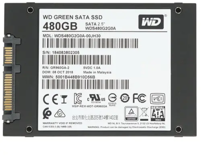 Твердотельный накопитель Western Digital WD Green SATA 480 ГБ SATA WDS480G3G0A - фотография № 6