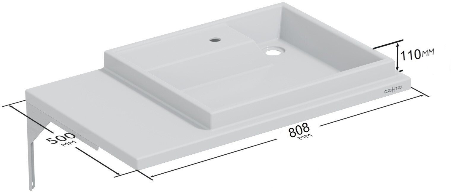 Раковина над стиральной машиной СаНта Юпитер 80х50 правая - фотография № 4
