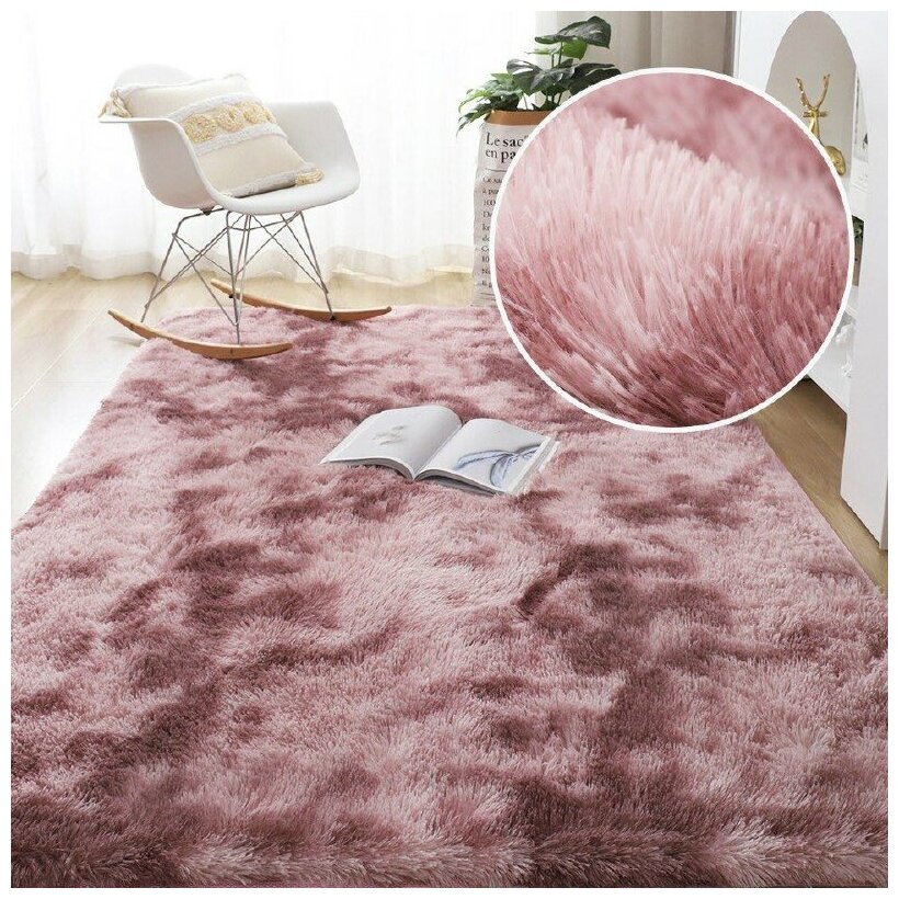 Ковер, мягкий и пушистый. Fluffy Carpet. 200х160. Розовый.