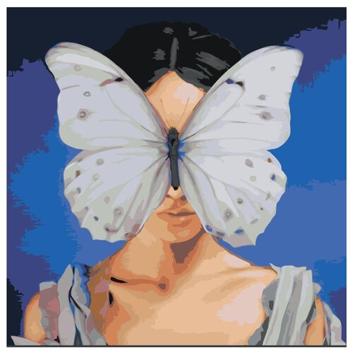 Девочка и бабочка на лице Раскраска картина по номерам на холсте