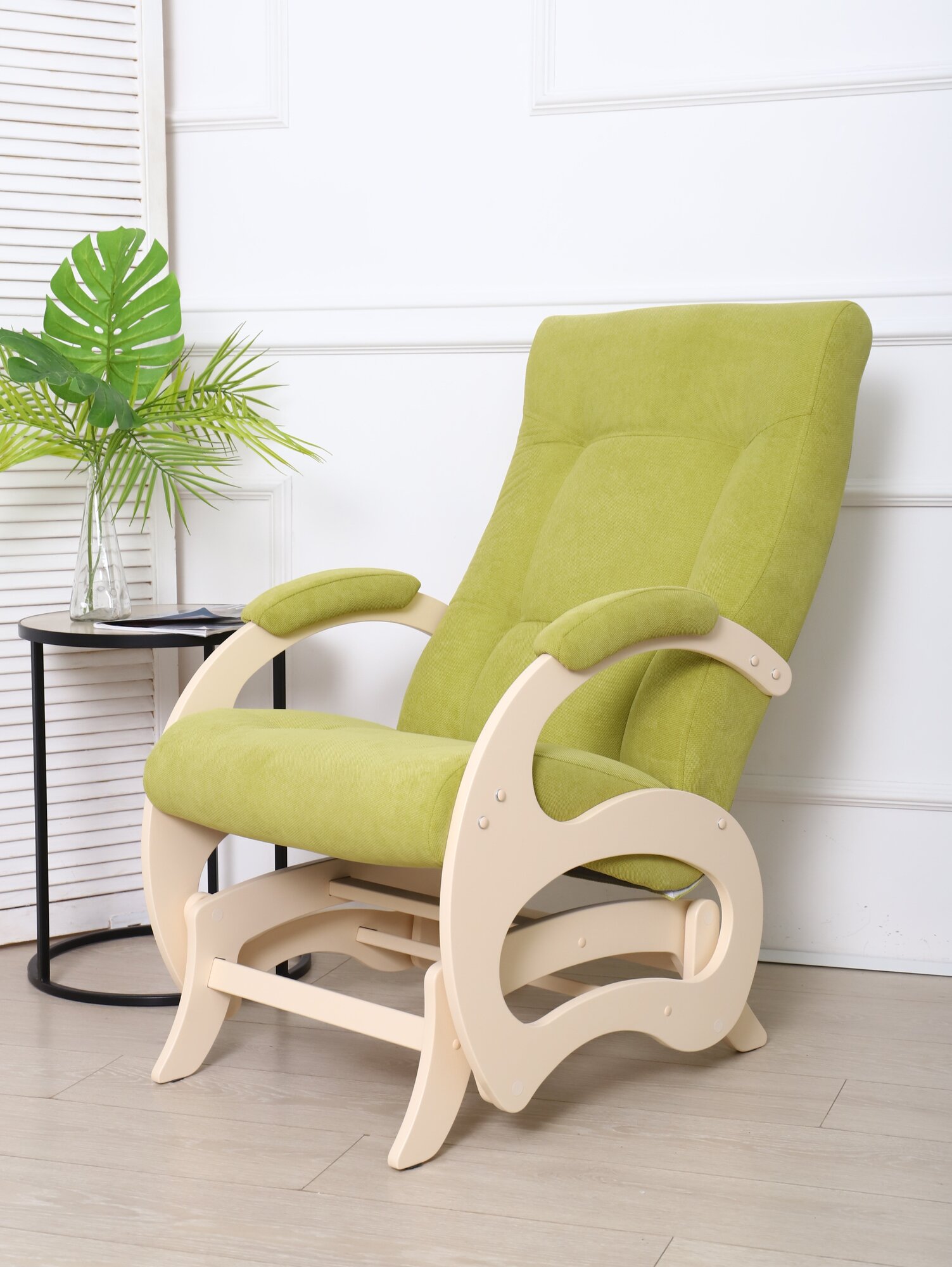 Кресло - качалка маятник для отдыха "Нант", тип ткани - велюр, цвет зеленый, ДеСтейл - фотография № 1