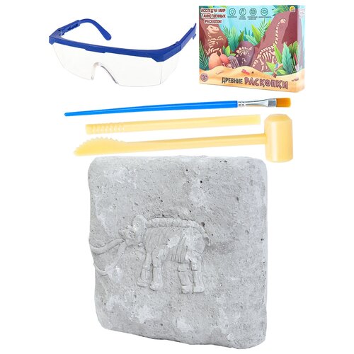 Набор археолога Мамонт(камень,4 инструмента, книжка, очки, маска, в коробке) (Арт. И-5864)