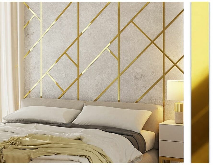 Молдинг декоративный самоклеющийся металлический для стен, мебели, на дверь, золото глянец, длина 5 метров, ширина 40 мм - фотография № 5