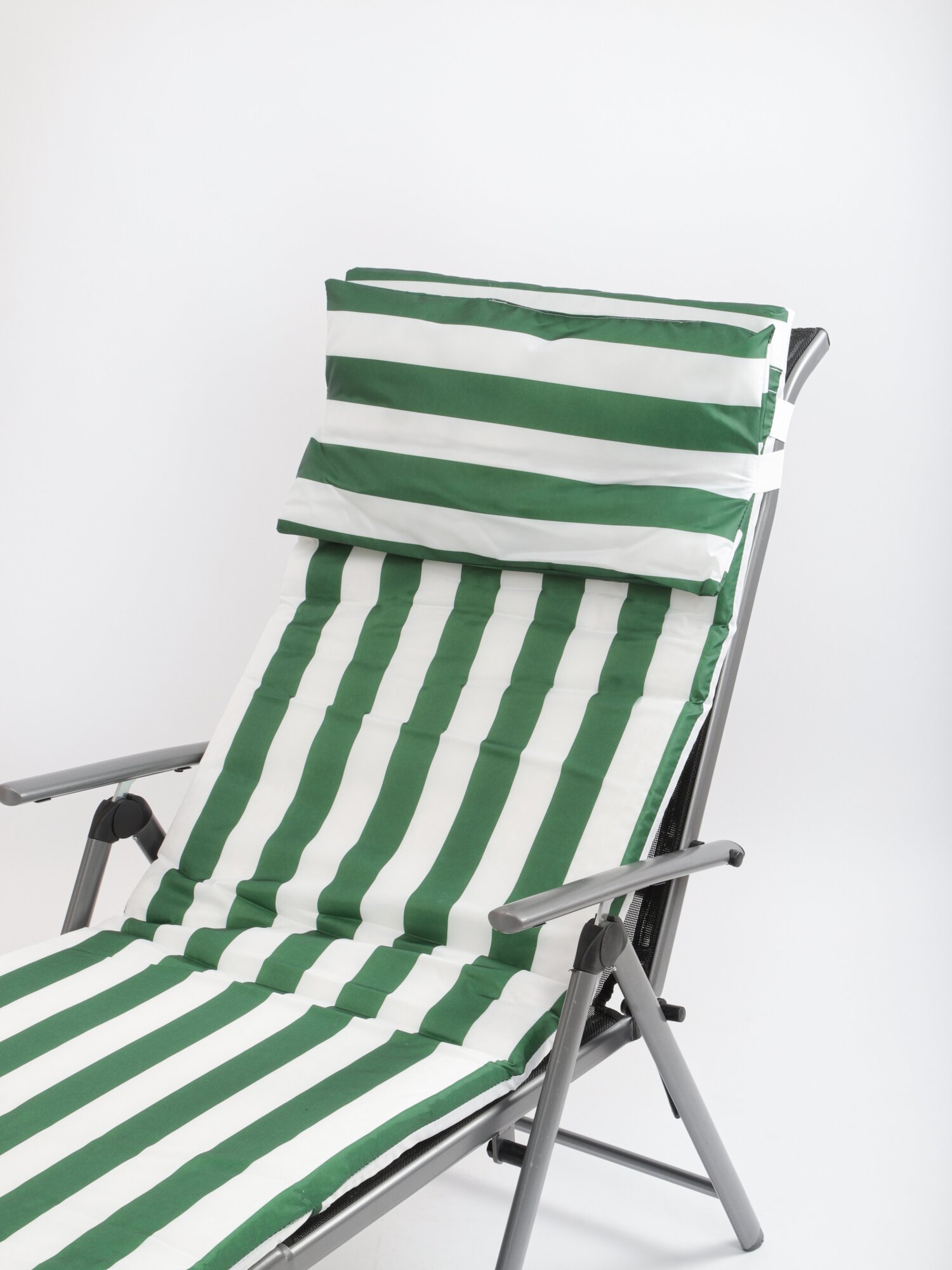 Матрас для шезлонга на лежак пляжный зеленая полоса - фотография № 2