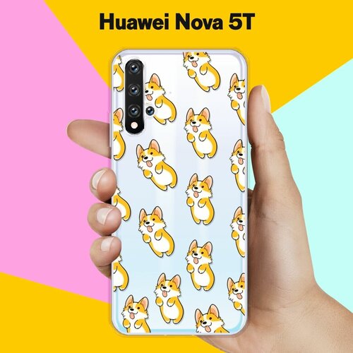 Силиконовый чехол Узор из корги на Huawei Nova 5T силиконовый чехол корги на huawei nova 5t