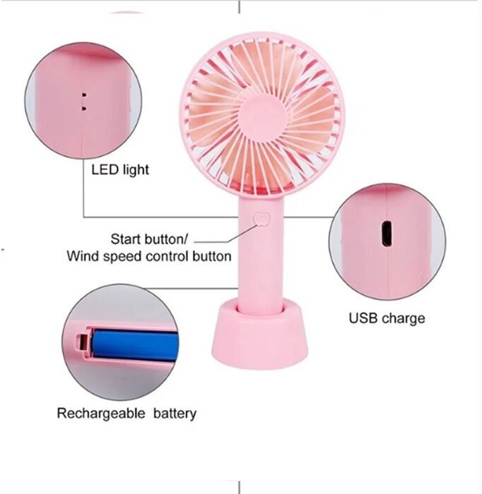 Вентилятор мини беспроводной, портативный, ручной, настольный - фотография № 3