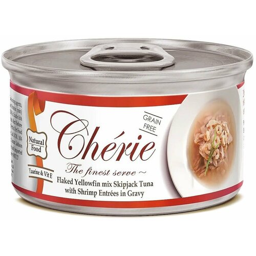Pettric Cherie влажный корм для кошек, тунец с креветкой в подливе (24шт в уп) 80 гр
