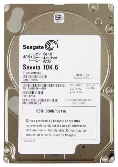 900Gb Seagate Savvio 10K.6 (ST900MM0006) SAS II, 6.0Gb/s, 10 000 rpm, 64mb buffer, 2.5"