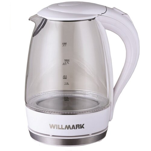 Чайник Willmark WEK-1708G, белый чайник willmark wek 1708g бордовый