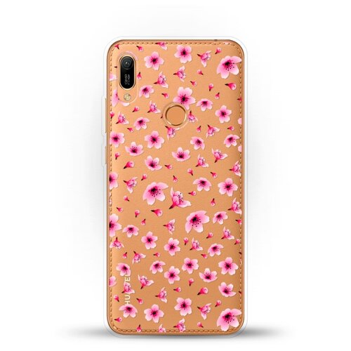 фото Силиконовый чехол цветы розовые на huawei y6 (2019) andy & paul