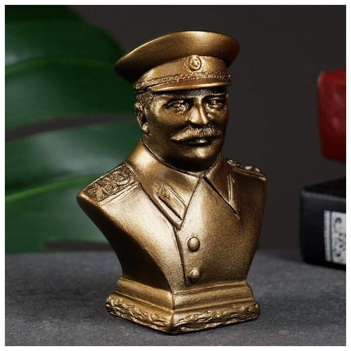 Бюст Сталин 9х7см, бронза / мраморная крошка