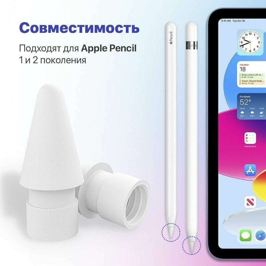 Наконечник для стилуса Apple Pencil (1 и 2 поколение) 1  белый