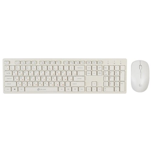 Клавиатура и мышь Oklick Оклик 240M клав:белый мышь:белый USB беспроводная slim Multimedia