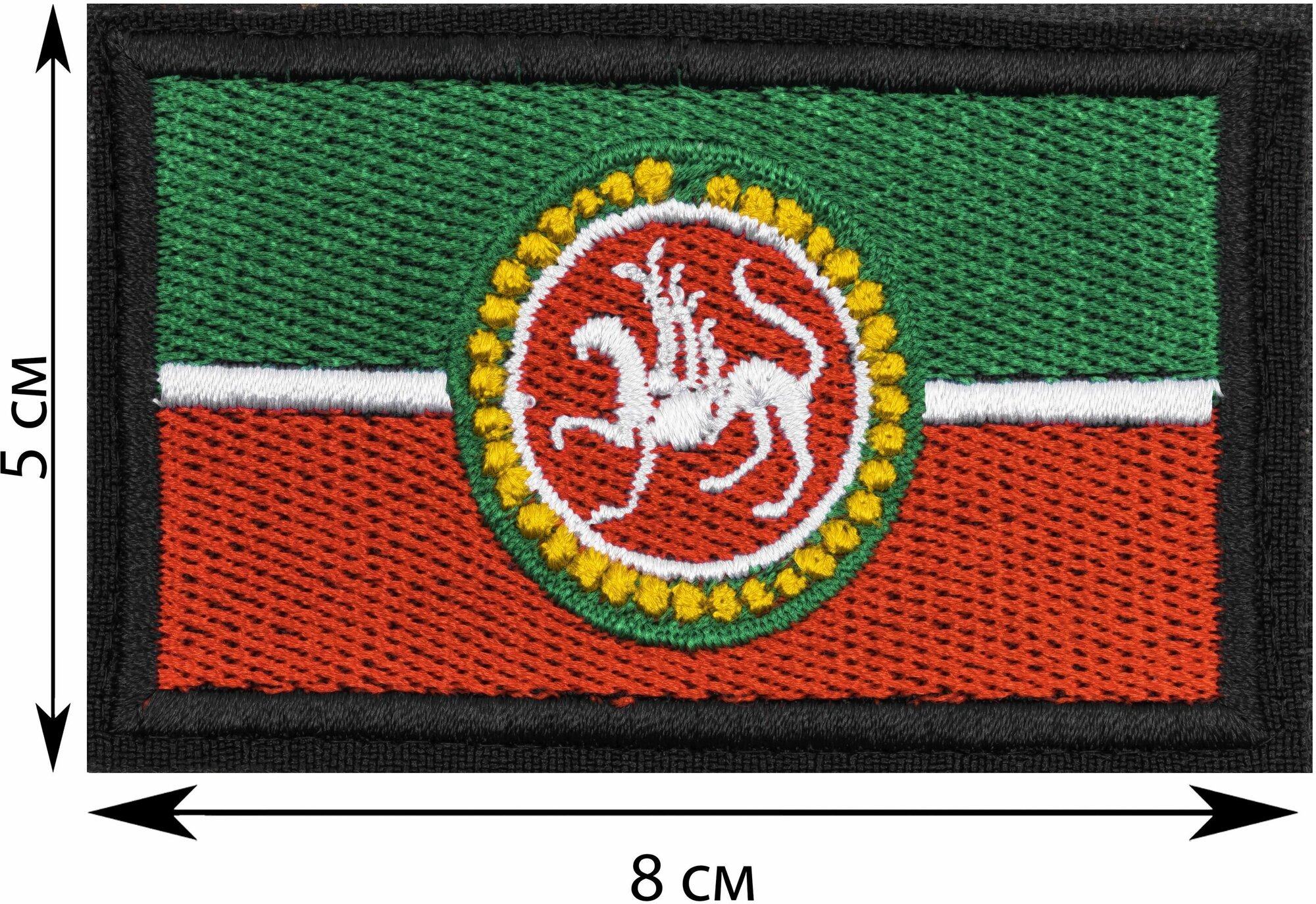 Нашивка, шеврон, патч (patch) на липучке Флаг Татарстана с гербом, размер 8*5 см — фото 1