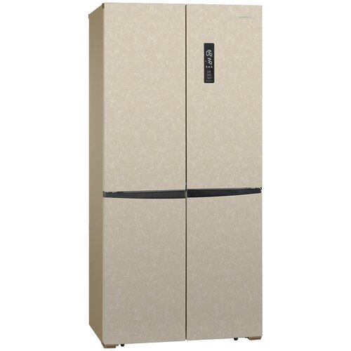 Холодильник NORDFROST RFQ-510 NFYm inverter, Cross Door, отдельностоящий, Total No Frost, 470 л, бежевый мрамор