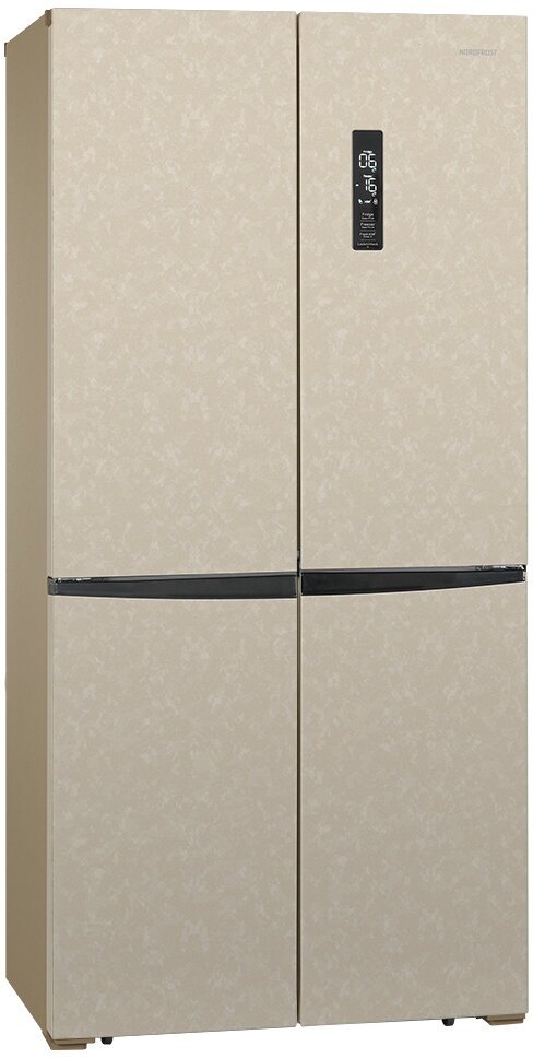 Холодильник NORDFROST RFQ-510 NFYm inverter, Cross Door, отдельностоящий, Total No Frost, 470 л, бежевый мрамор