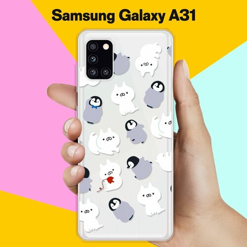 силиконовый чехол котики и пингвины на samsung galaxy m51 Силиконовый чехол Котики и пингвины на Samsung Galaxy A31