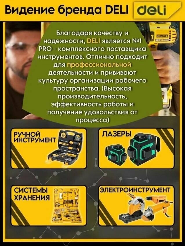 Диагональные бокорезы Deli DL2207 180мм, двухкомпонентная ручка - фото №10