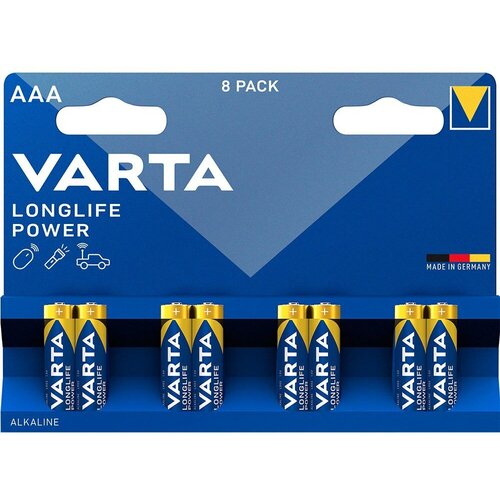 Батарейка Varta LONGLIFE POWER LR03 AAA BL8 Alkaline 1.5V 04903121418 батарейки varta longlife power high energy lr03 aaa bl8 alkaline 1 5v 4903 8 160