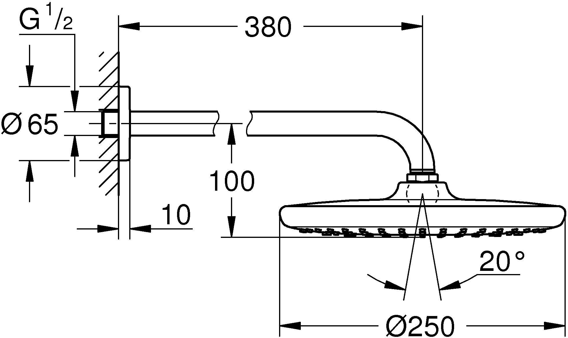 Верхний душ Grohe Tempesta 250 26663000 - фотография № 10