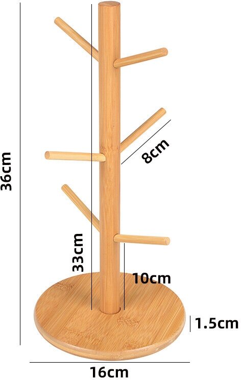 Подставка кухонная для кружек, органайзер из бамбука "Bamboo" 14,5х32 см
