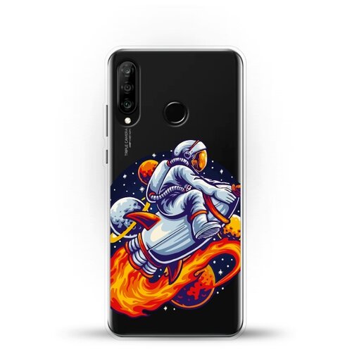 фото Силиконовый чехол астронавт на ракете на huawei p30 lite andy & paul