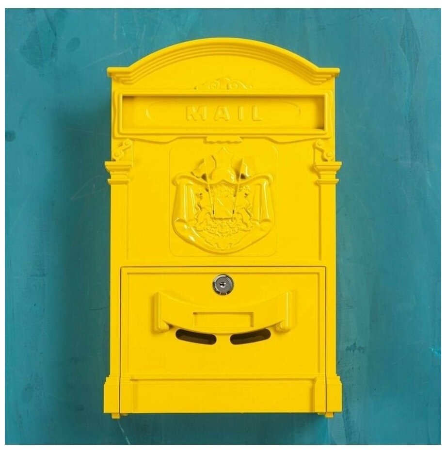 Почтовый ящик с замком уличный металлический для дома №4010 желтый, Аллюр - фотография № 11
