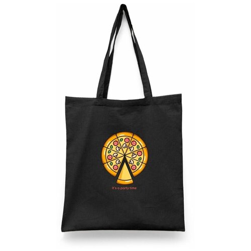 фото Сумка-шоппер унисекс каждому своё "пицца/pizza/еда" черная