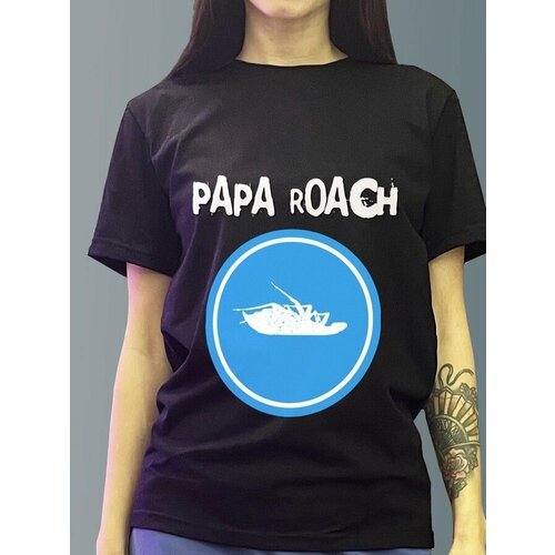 фото Футболка женская черная из хлопка с dtf рисунком музыка papa roach - 1273 будь на стиле