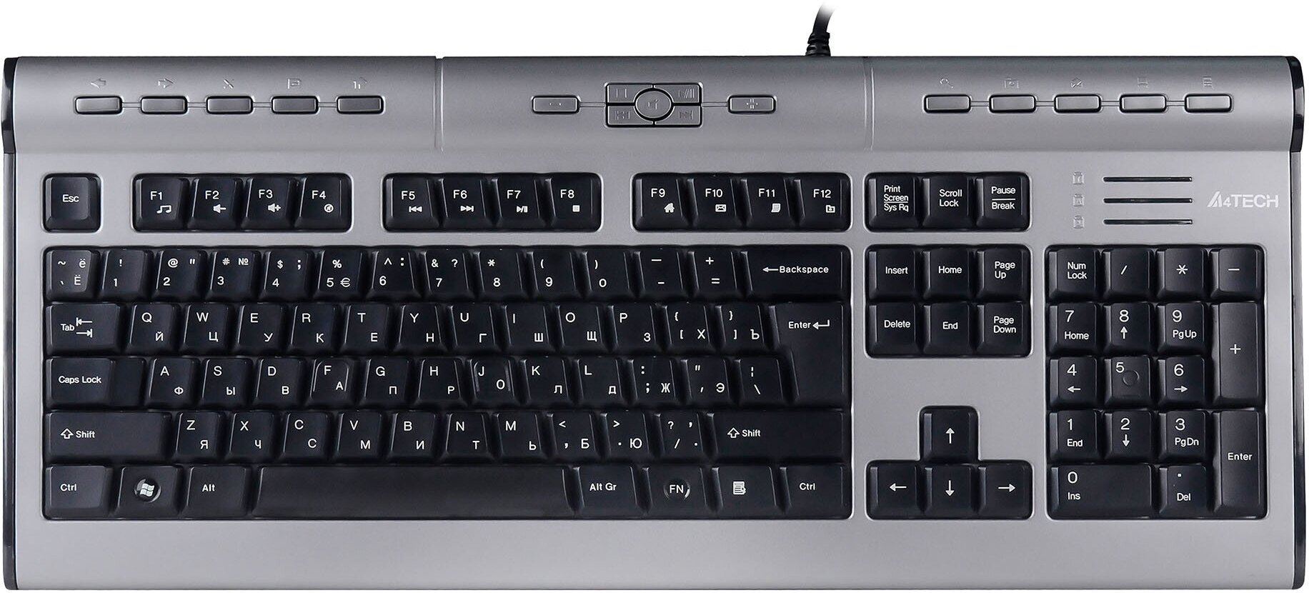 Клавиатура A4Tech KLS-7MUU серебристый/черный USB slim Multimedia