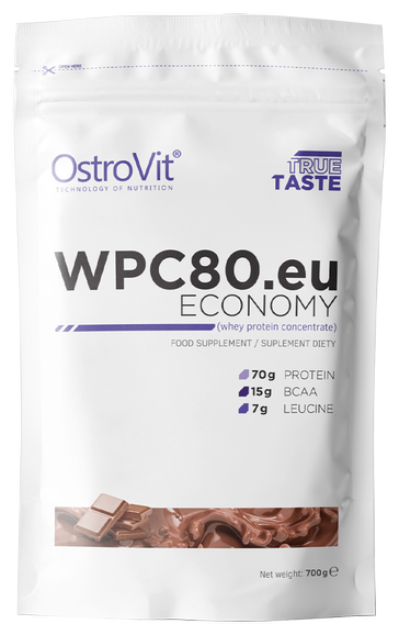 Сывороточный протеин OstroVit WPC80.eu Economy порошок 700 грамм, шоколад