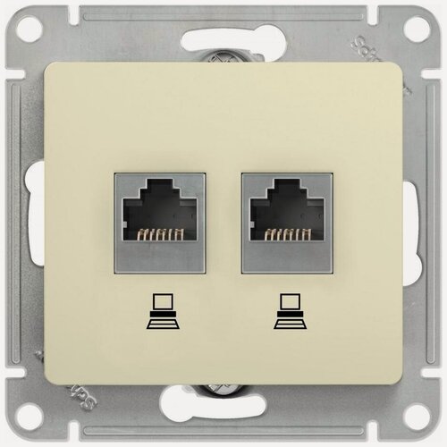 Изображение товара Механизм компьютерной розетки Systeme Electric Glossa 2 RJ45 UTP категория 5е бежевый