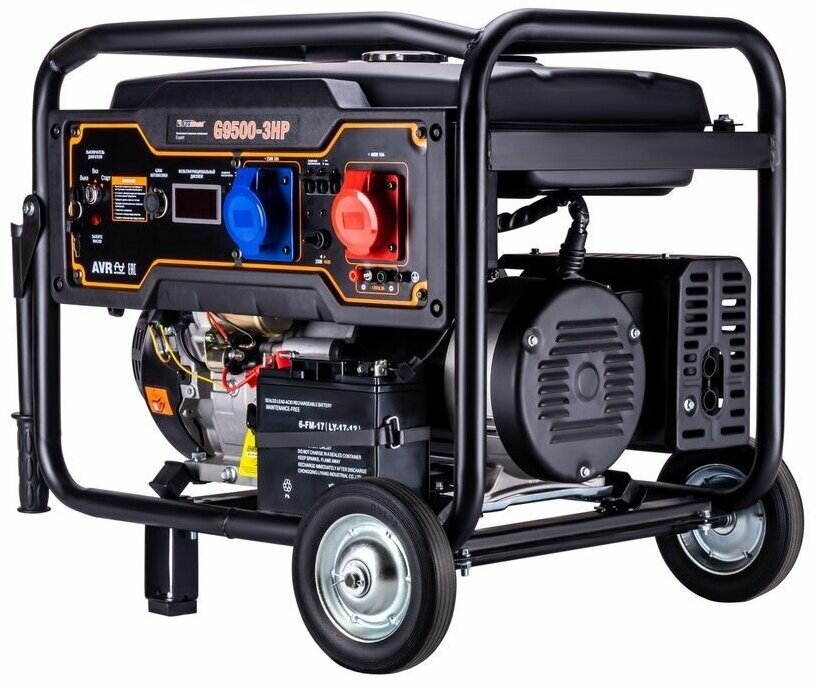 Генератор FoxWeld EXPERT G9500-3 HP бензиновый, 220В/7,3 кВт, 380В/8 кВт, 97 кг, на колёсах - фотография № 3